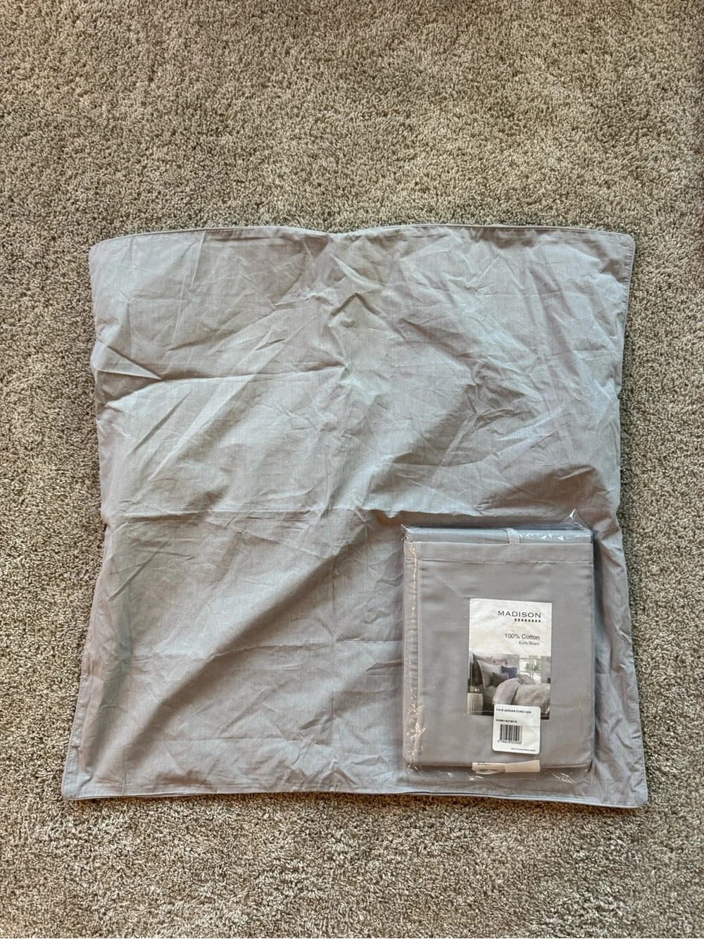New Madison Adrian Euro Sham Set of 3 Gray Cotton Linen Look Pillow Sham 26x26